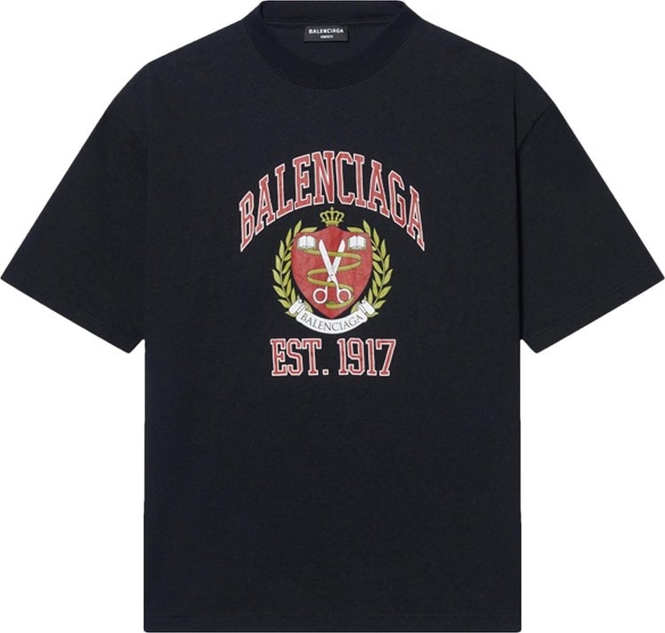 Balenciaga Oversized T-Shirt 'Marine Blue/Red', blue