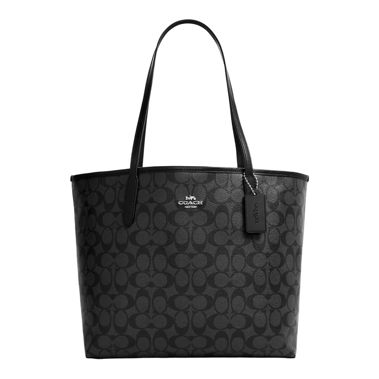 Coach Outlet City Tote in Signature Canvas, charcoal/black