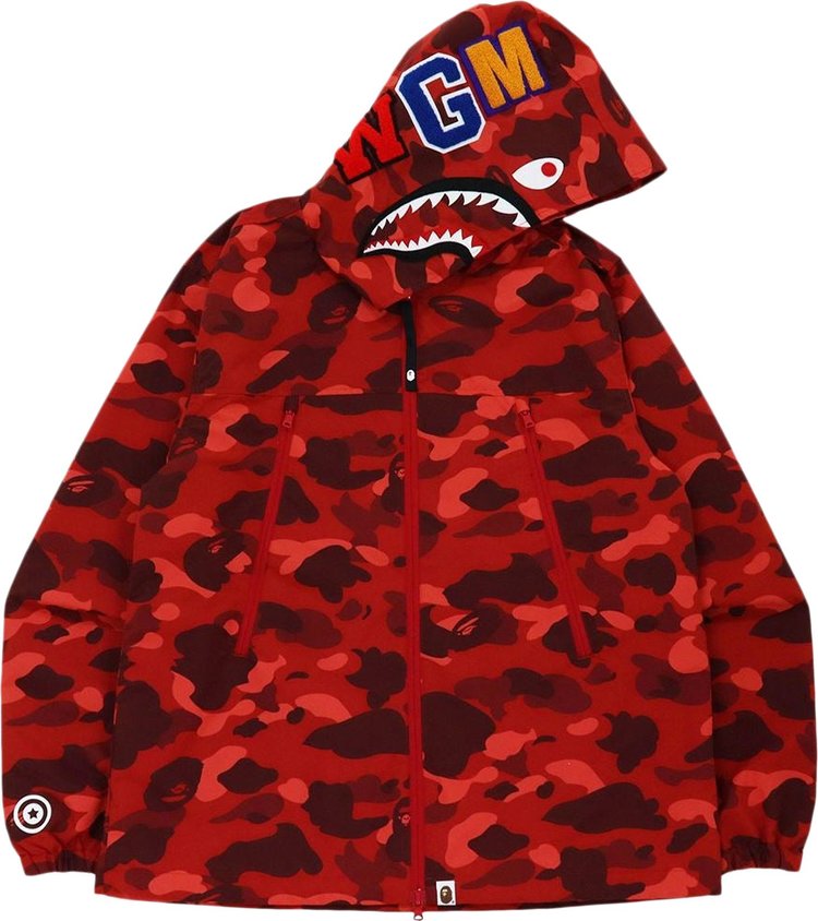 BAPE Color Camo Shark Hoodie Jacket 'Red', red