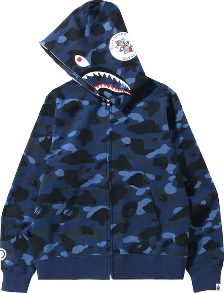 BAPE Color Camo Shark Full Zip Hoodie 'Navy', blue