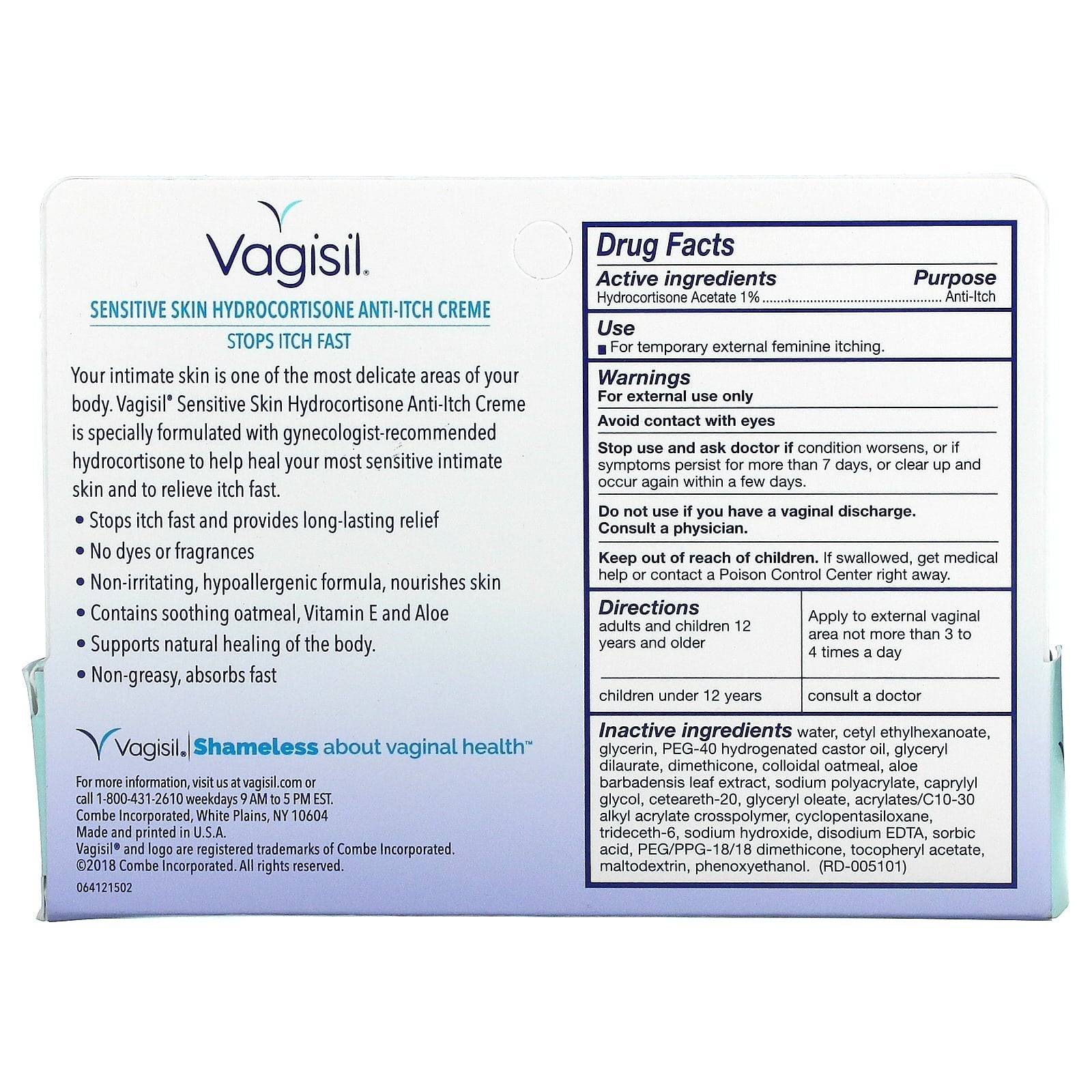 Vagisil anti-itch cream for sensitive skin, 28 g