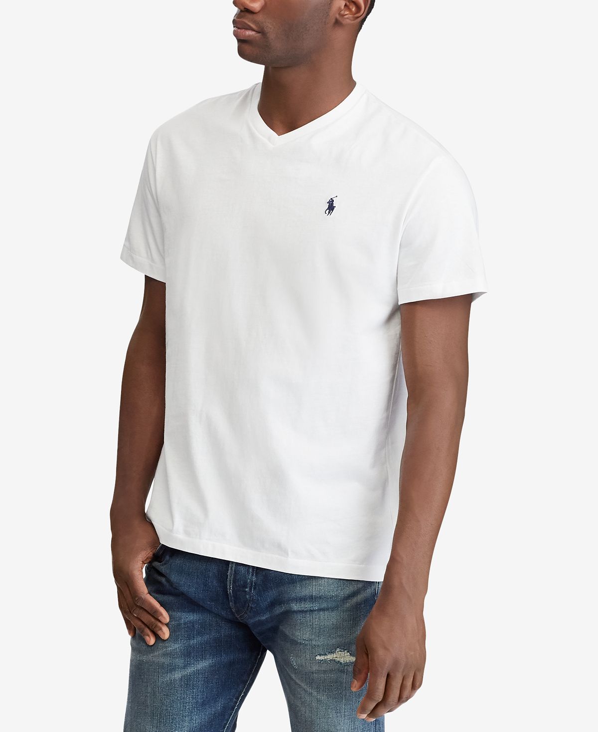 Polo Ralph Lauren Men's Regular Fit V-Neck T-Shirt, White