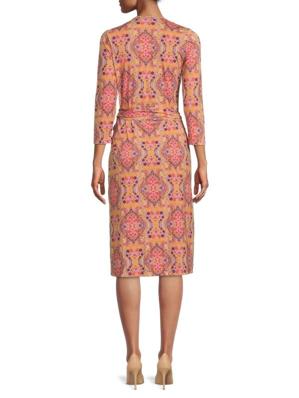 Renee C. floral print wrap dress, mauve