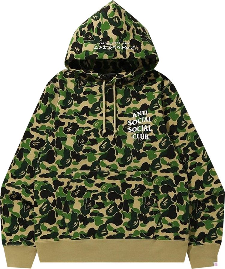 هودي بطبعة مموهة من مجموعة BAPE x Anti Social Social Club ABC باللون الأخضر