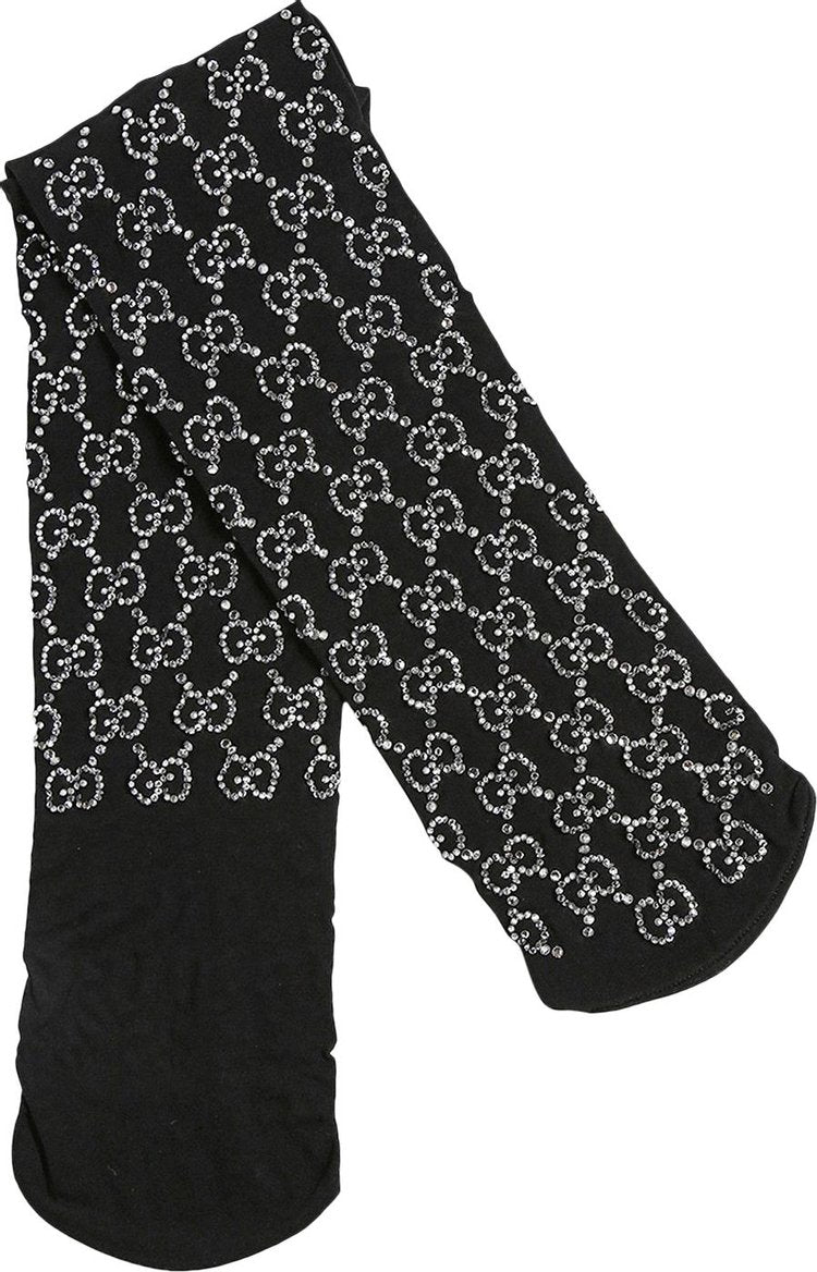 Gucci GG Embroidered Crystal Socks Black, black