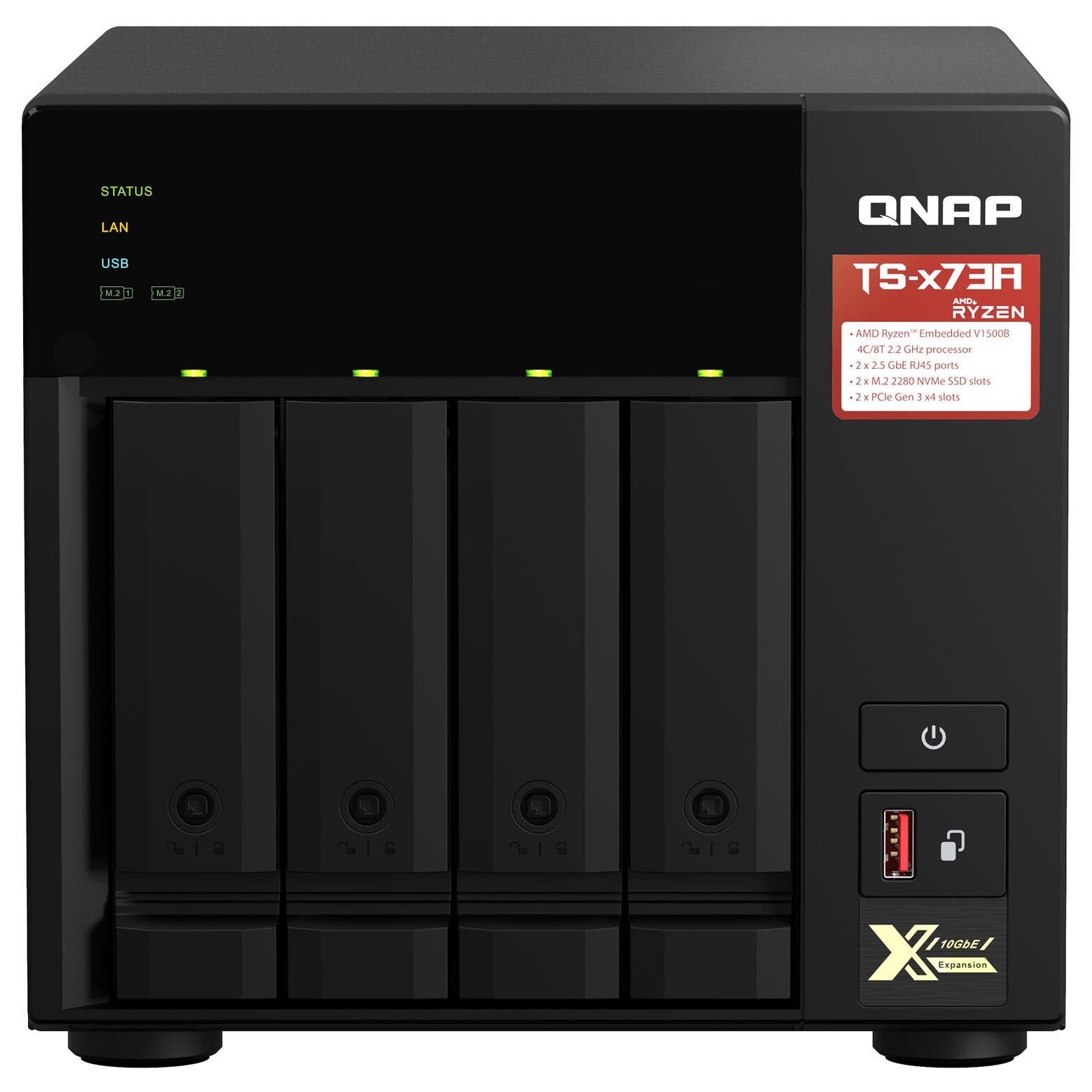 Network storage QNAP TS-473A, 4 bays, 8GB DDR4, without disks, black