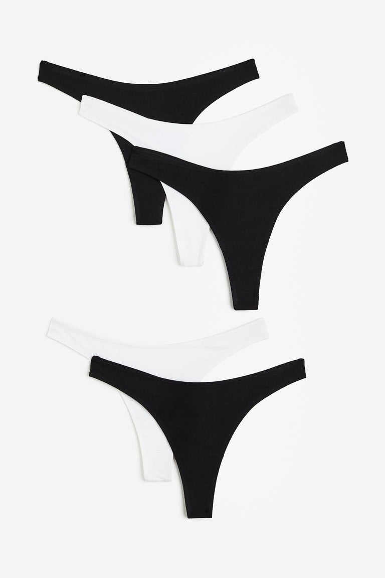 Set of 5 cotton thongs H&M, white\black