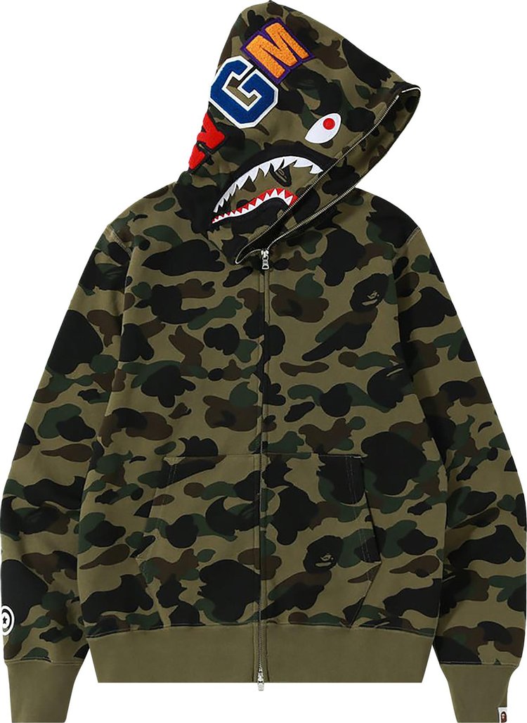 BAPE 1st Camo Shark Full Zip Hoodie 'Green', Green