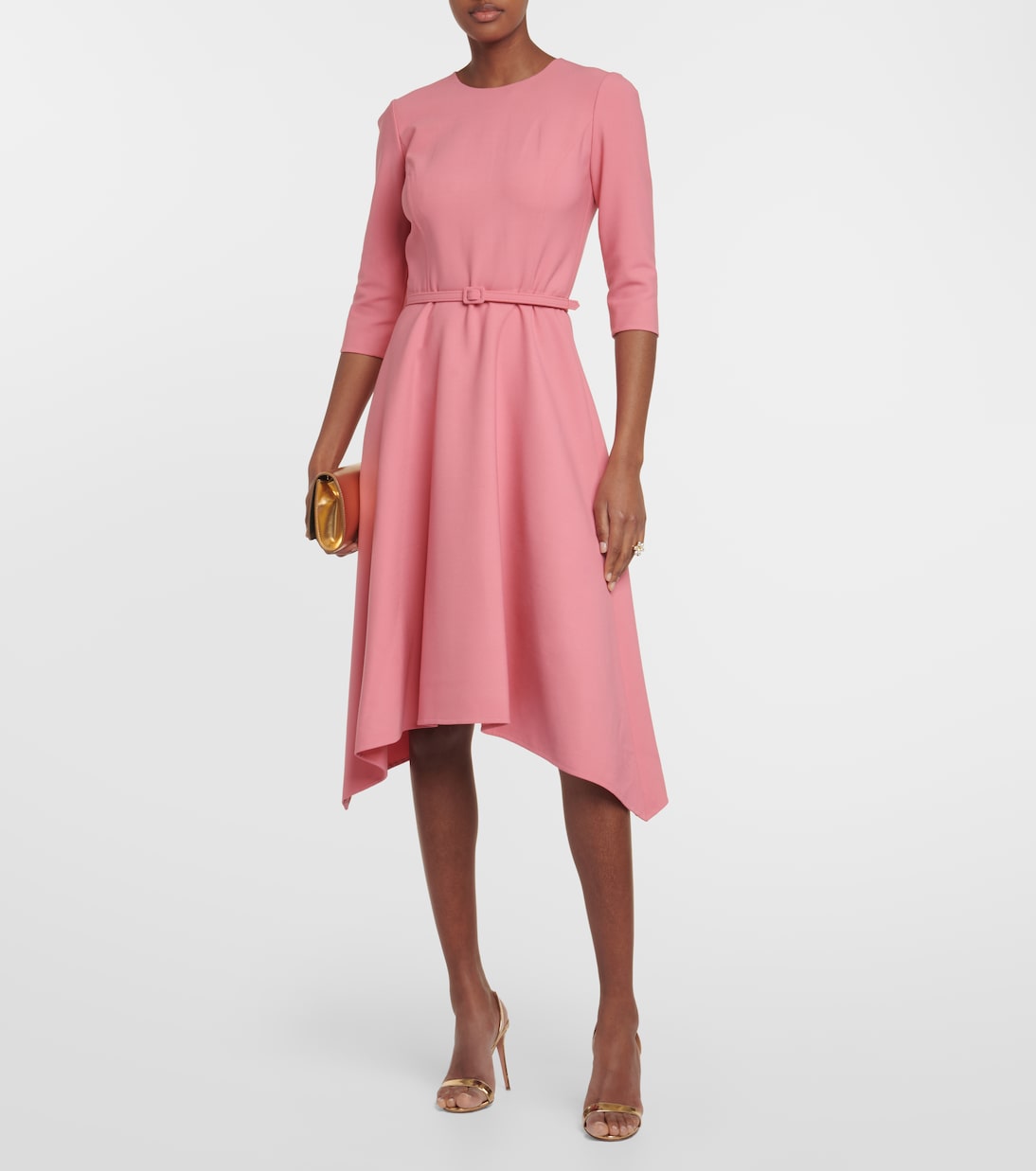 Oscar De La Renta Wool Blend Midi Dress, Pink