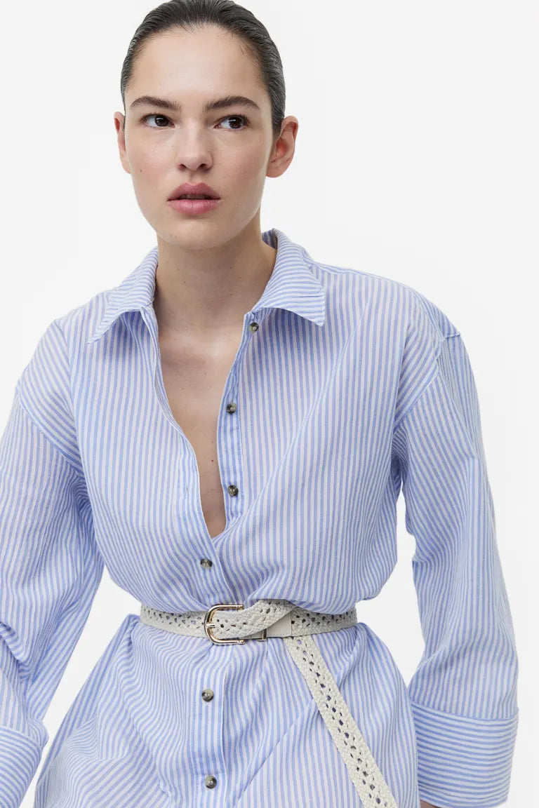 H&M crepe shirtdress, blue/stripe