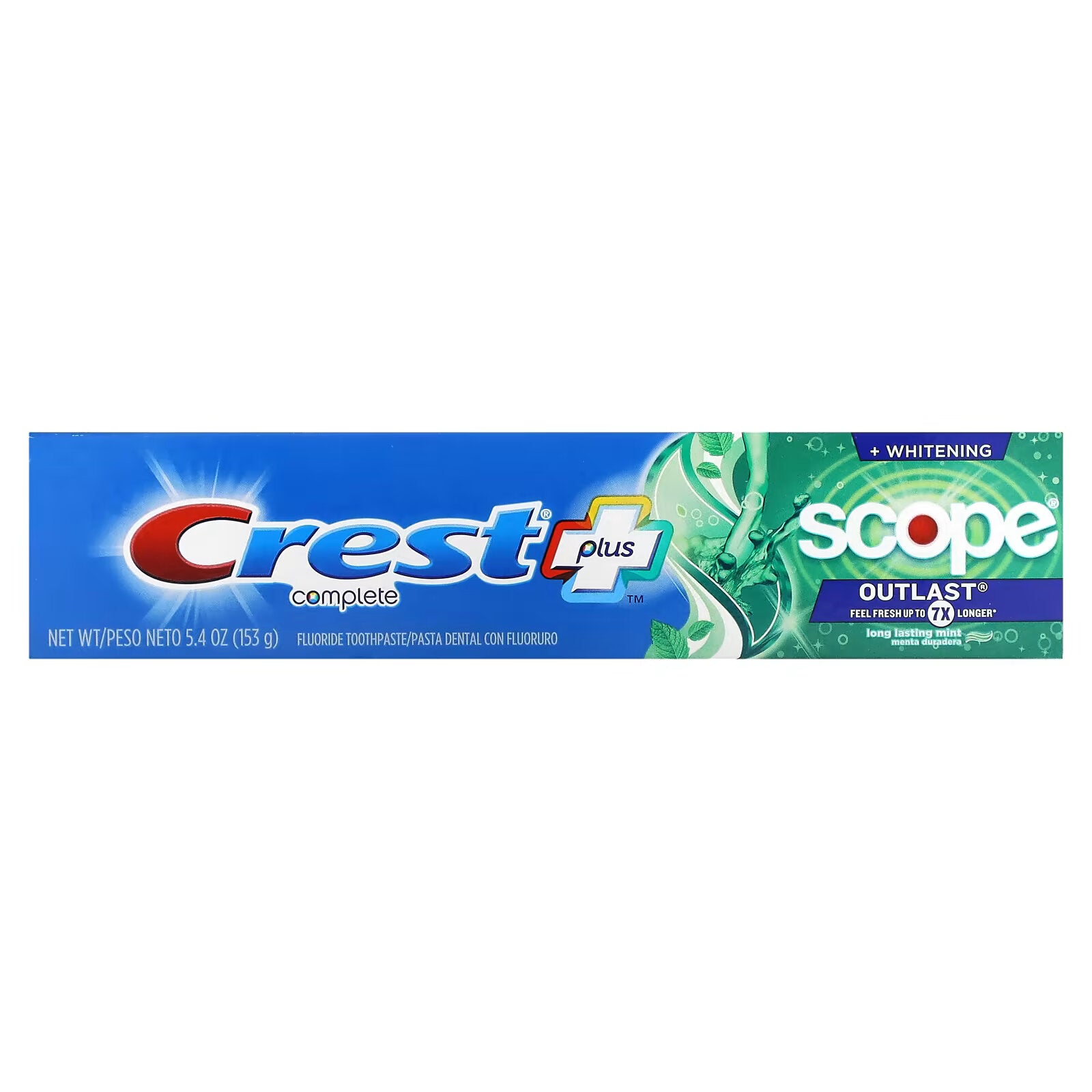 Crest, Complete, Scope, Outlast Plus Whitening, Fluoride Toothpaste, Mint, 5.4 oz (153 g)