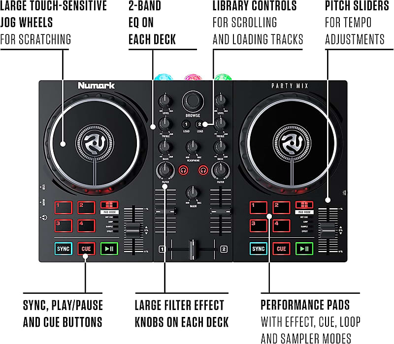 Numark - Party Mix II - DJ controller with software and lighting for parties