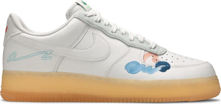 حذاء Nike Mayumi Yamase x Air Force 1 Flyleather "Earth Day"، باللون الأبيض