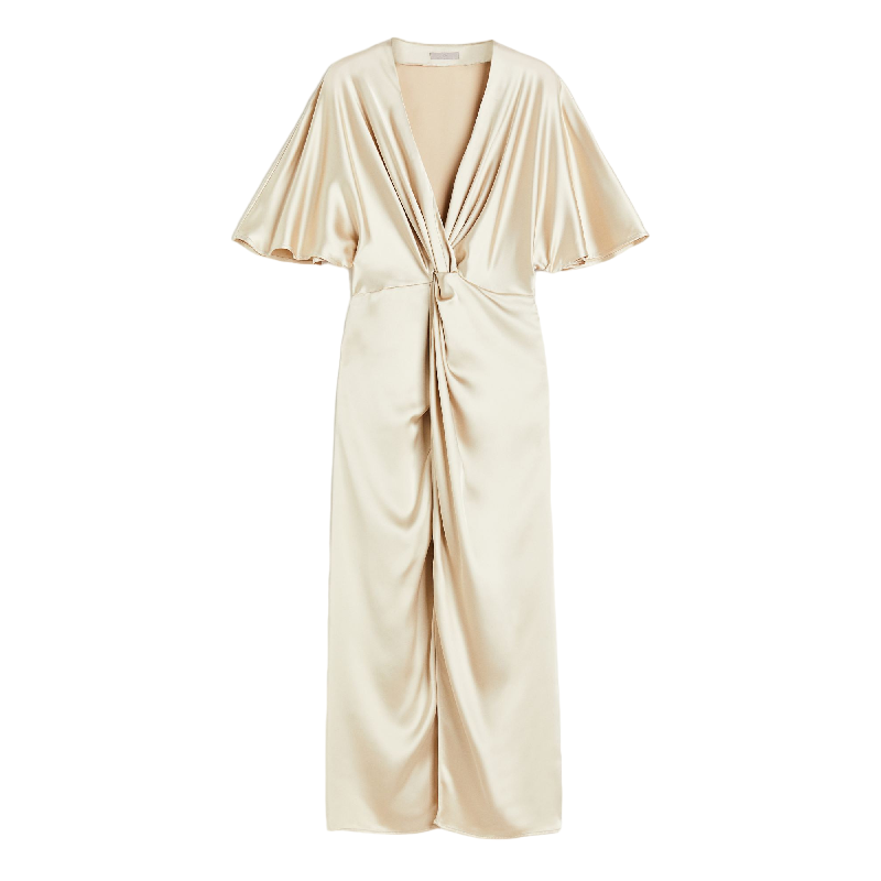 Dress H&M Draped Satin, light beige