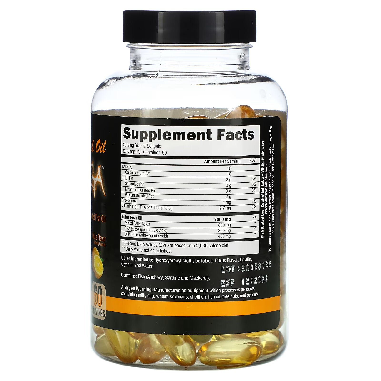 Controlled Labs, Orange OxiMega Fish Oil, Citrus Flavor, 120 Capsules