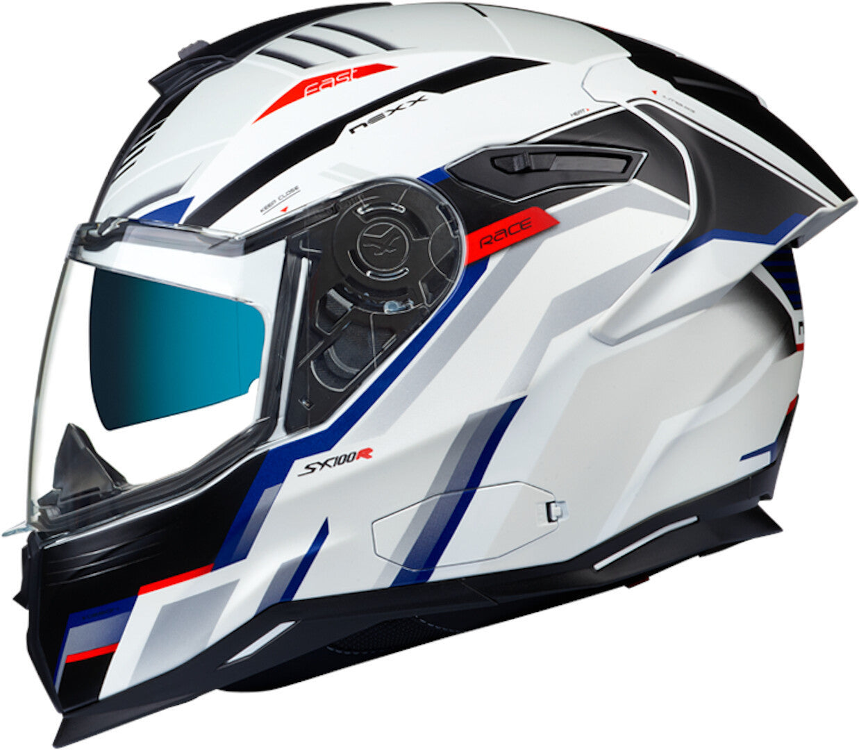 Nexx SX.100R Gridline Helmet, White/Blue/Red