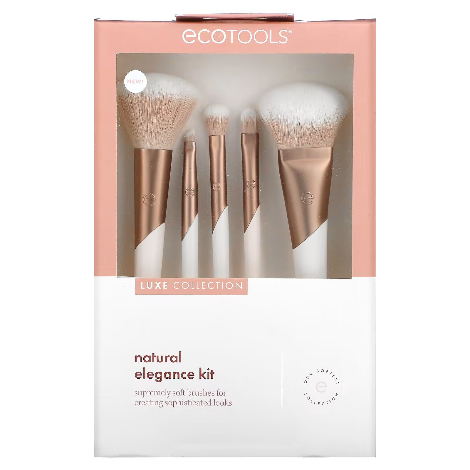 مجموعة EcoTools Luxe Collection، مجموعة Natural Elegance، فرش ناعمة بشكل استثنائي، مجموعة مكونة من 5 قطع