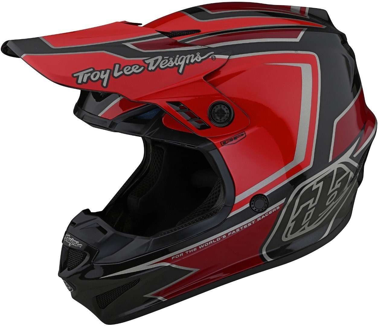 خوذة GP Ritn Motocross من Troy Lee Designs، باللونين الأحمر والأسود