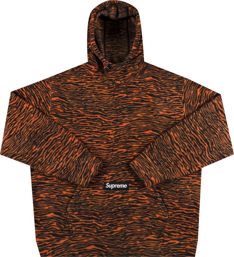 سويت شيرت Supreme Polartec بغطاء رأس "Tiger"، برتقالي