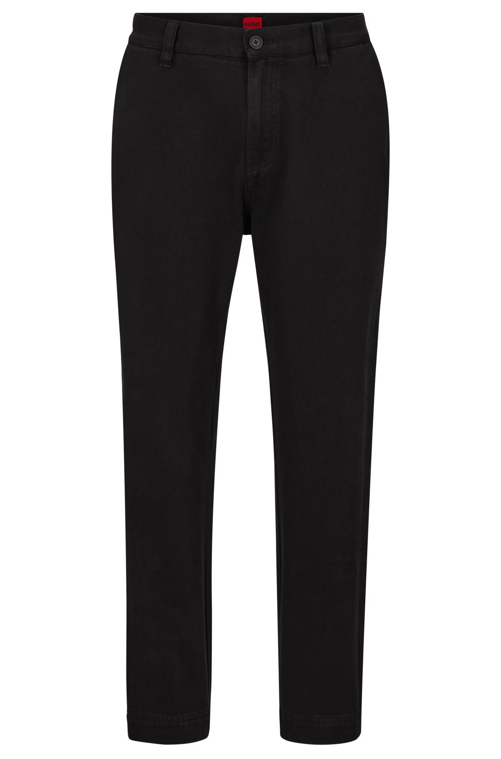 Hugo Tapered-fit Pants In Cotton Gabardine, black