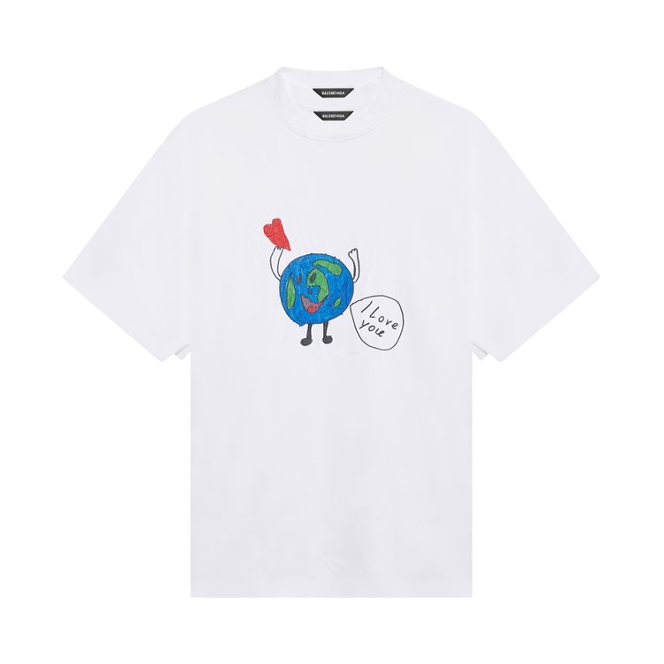 Balenciaga Love Earth Flatground Large Fit T-Shirt 'White', White