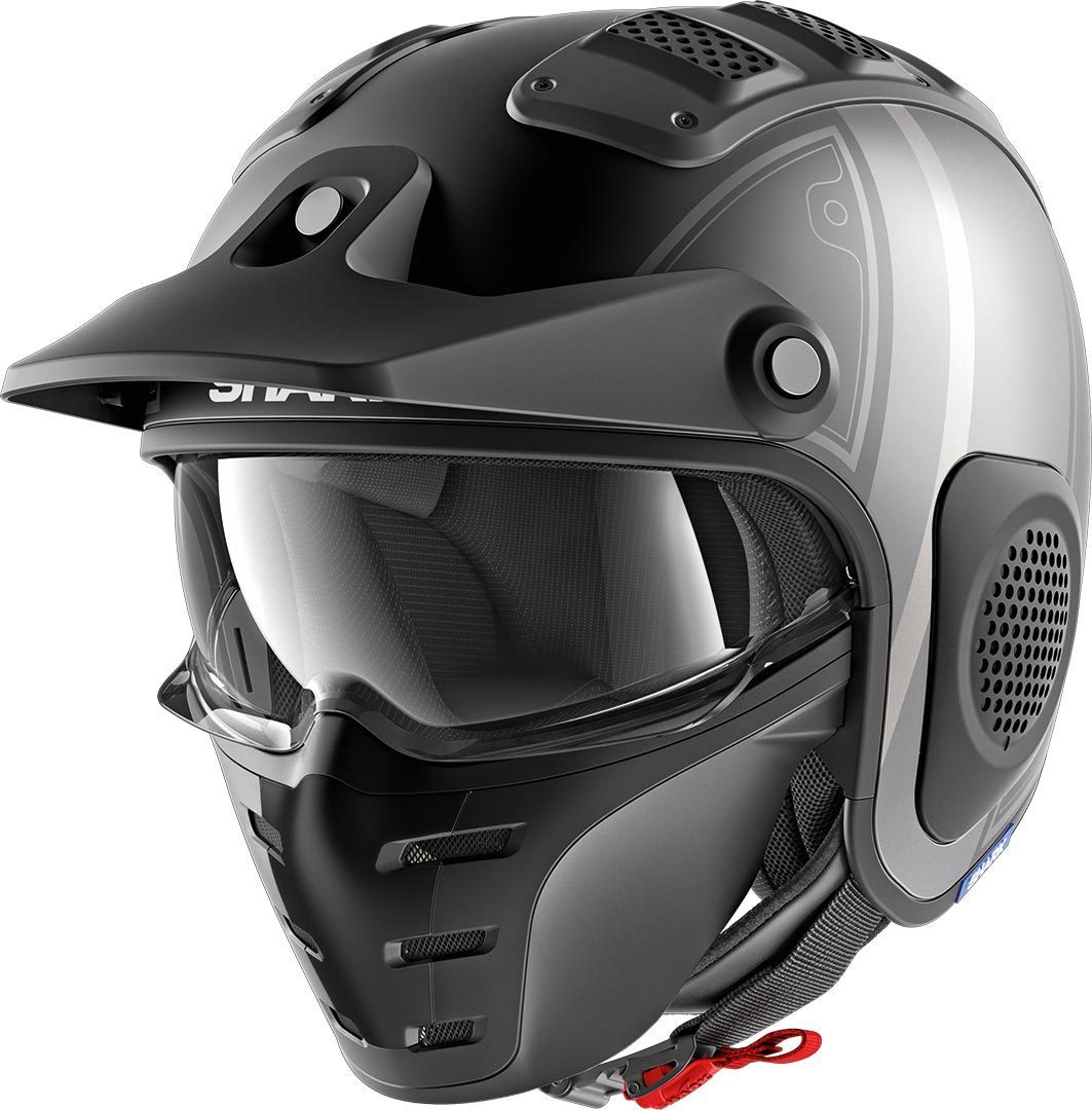 Shark X-Drak Terrence Mat Helmet with Removable Lining, Black/Silver