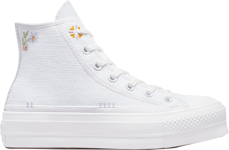 Converse Wmns Chuck Taylor All Star Lift Platform High Autumn Embroidery Sneakers - White