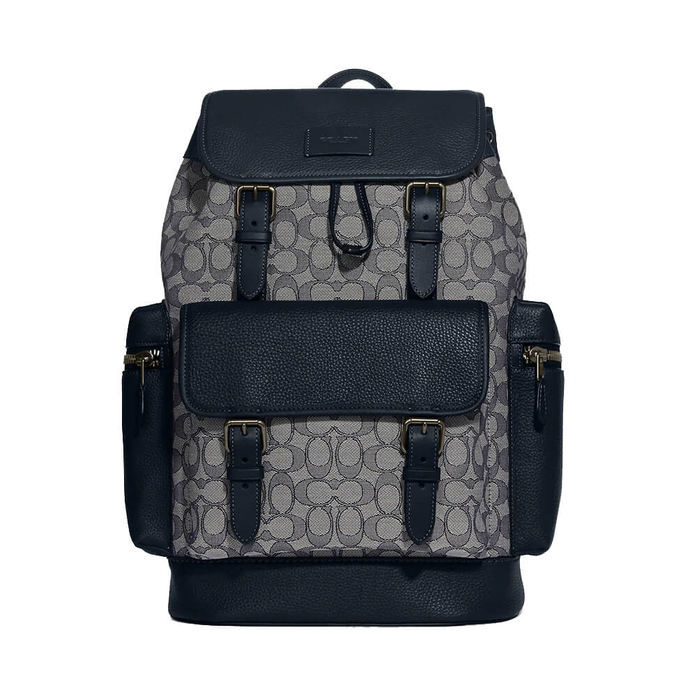 Coach Outlet Sprint In Signature Jacquard Backpack, black/navy