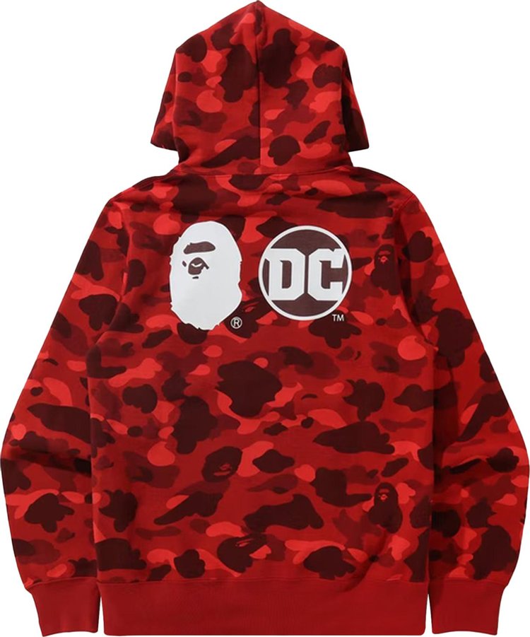 هودي بطبعة مموهة من BAPE x DC Superman باللون الأحمر، أحمر