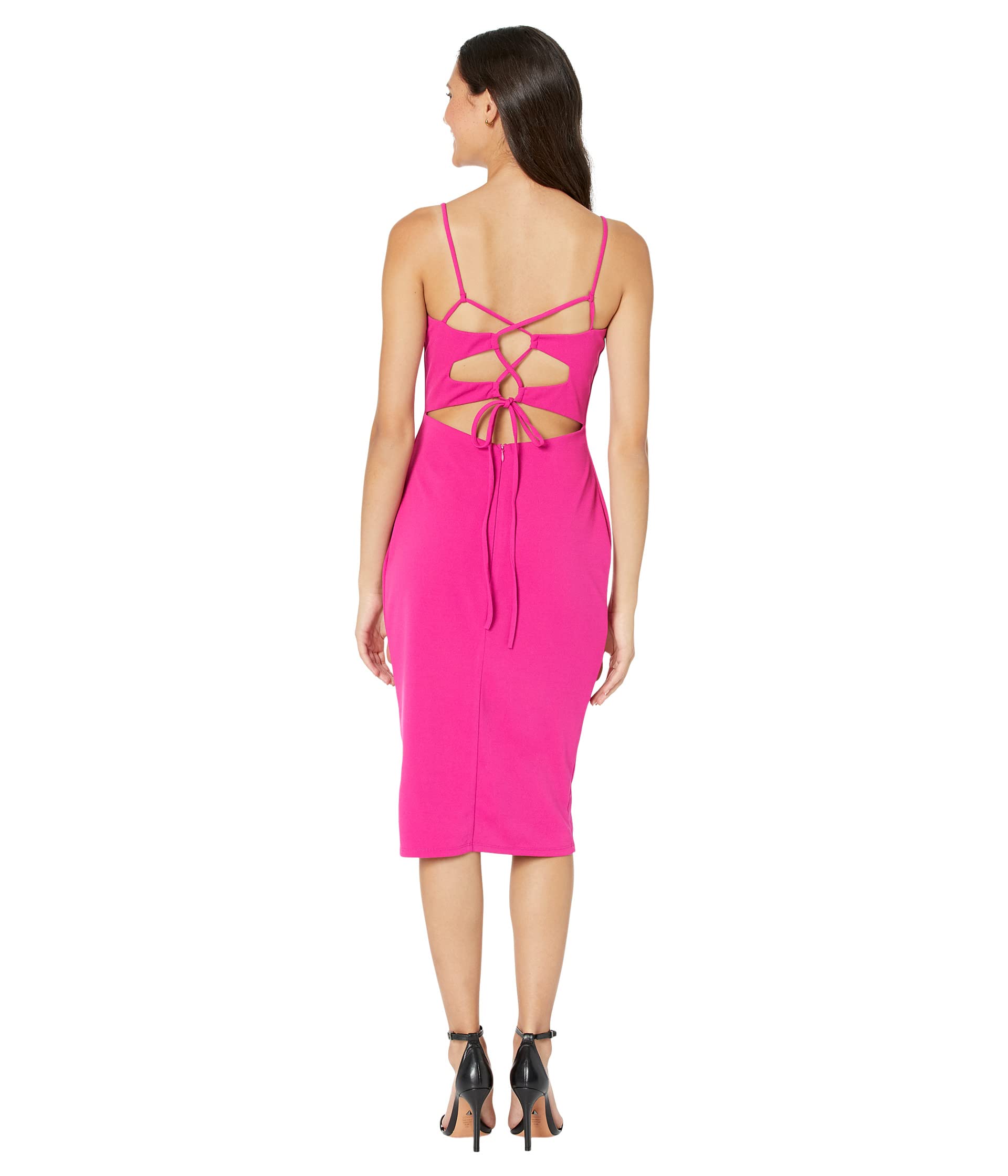 Bebe Dress, Scuba Crepe Tie Back Midi Dress