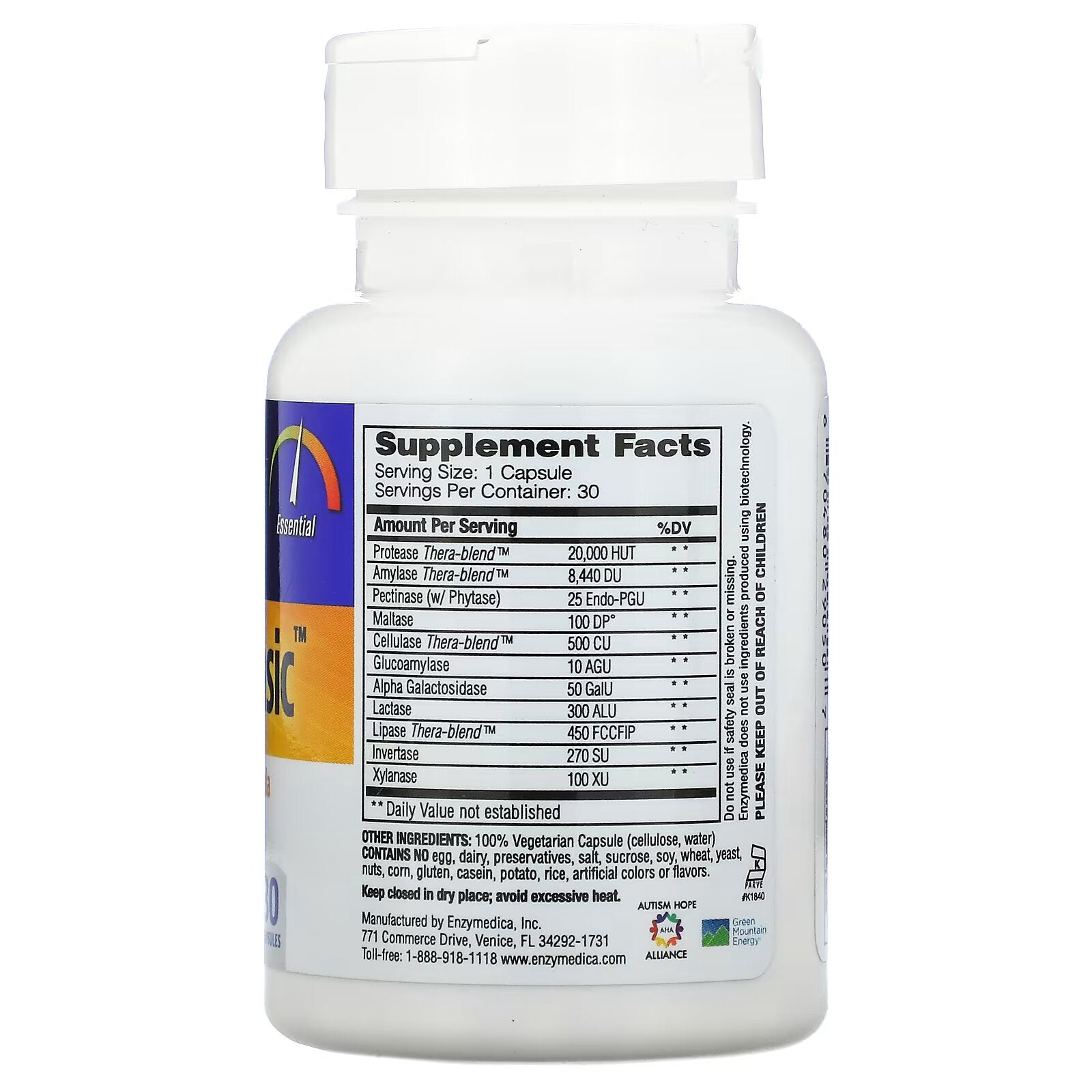 Enzymedica, Digest Basic Enzyme Formula, 30 Capsules