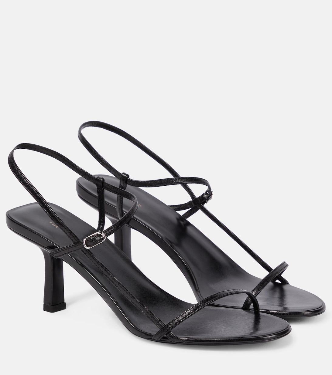 The Row Bare Leather Sandals, Black