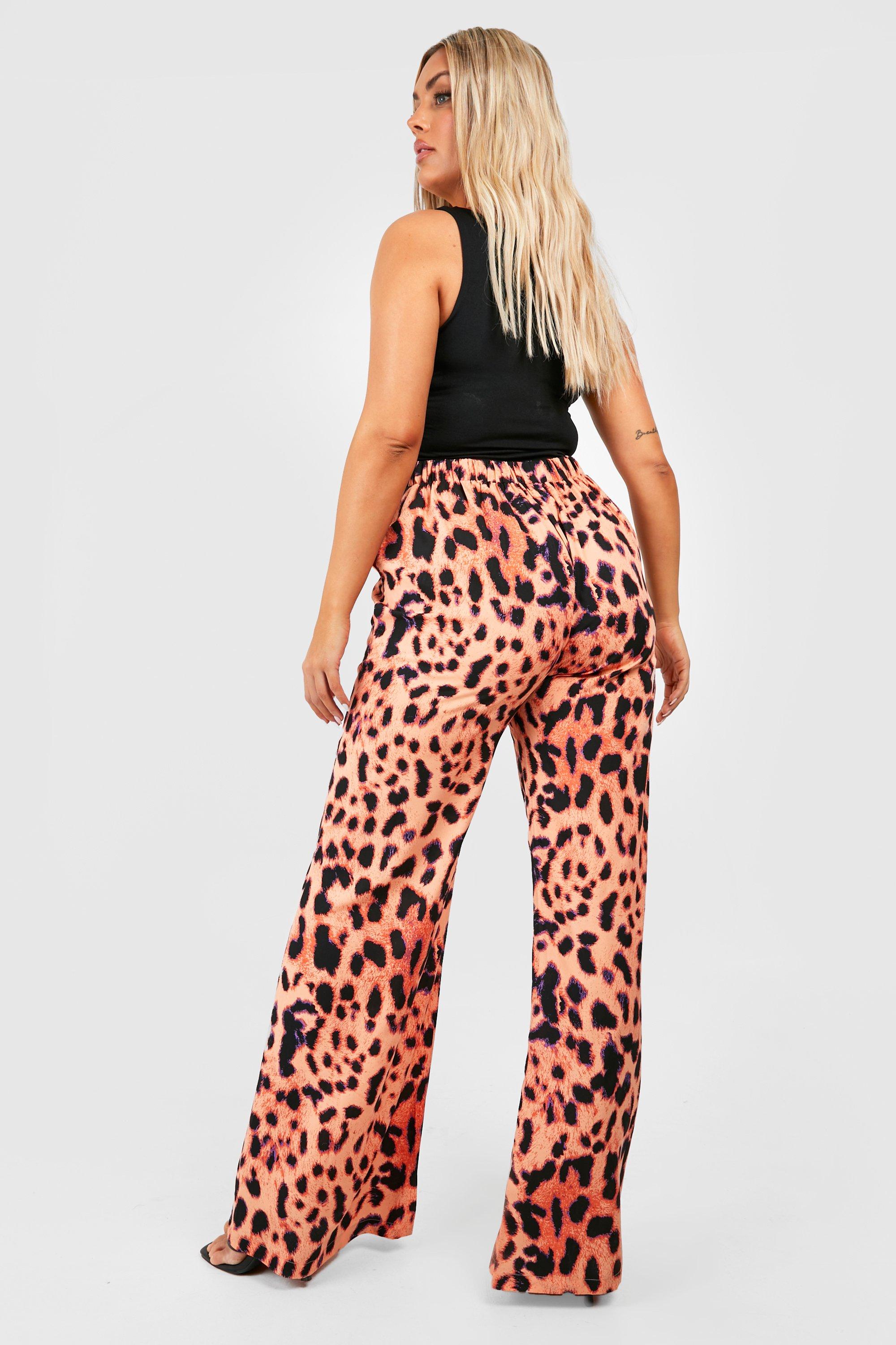 Boohoo leopard woven wide leg trousers, leopard