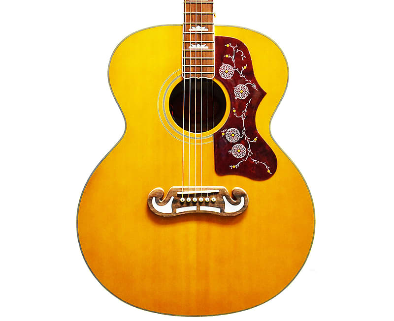 جيتار Epiphone مستوحى من جيتار Gibson J-200 Jumbo Acoustic-Electric ذو اللون الطبيعي العتيق اللامع