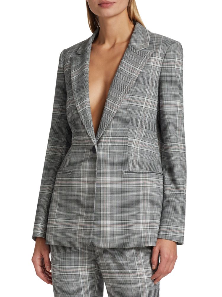 Paige Elie Tahari check jacket, gray