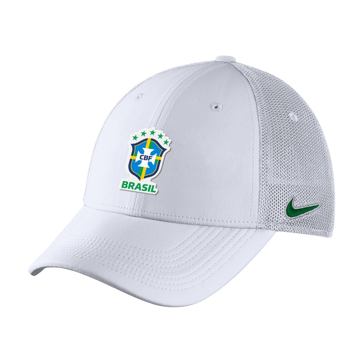 قبعة Nike Brazil National Team Legacy91 Aerobill Performance Flex للرجال باللون الأبيض