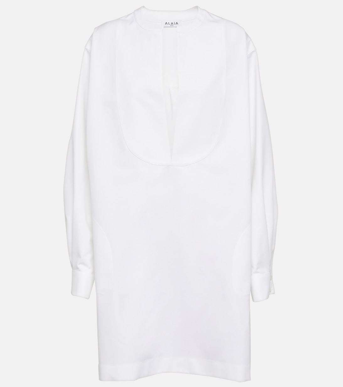 ALAÏA cotton poplin mini dress, white