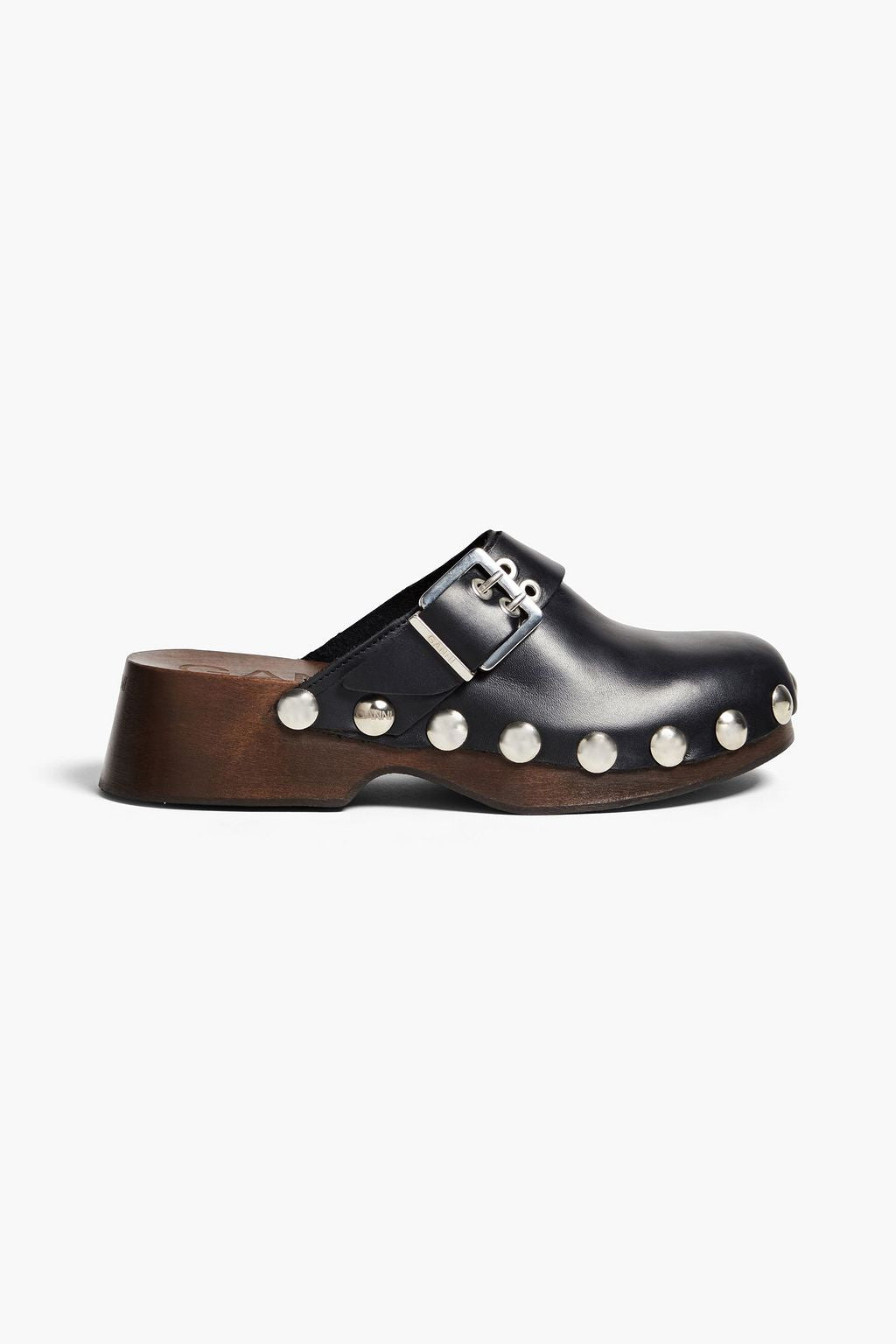 Leather mules with studs GANNI, black