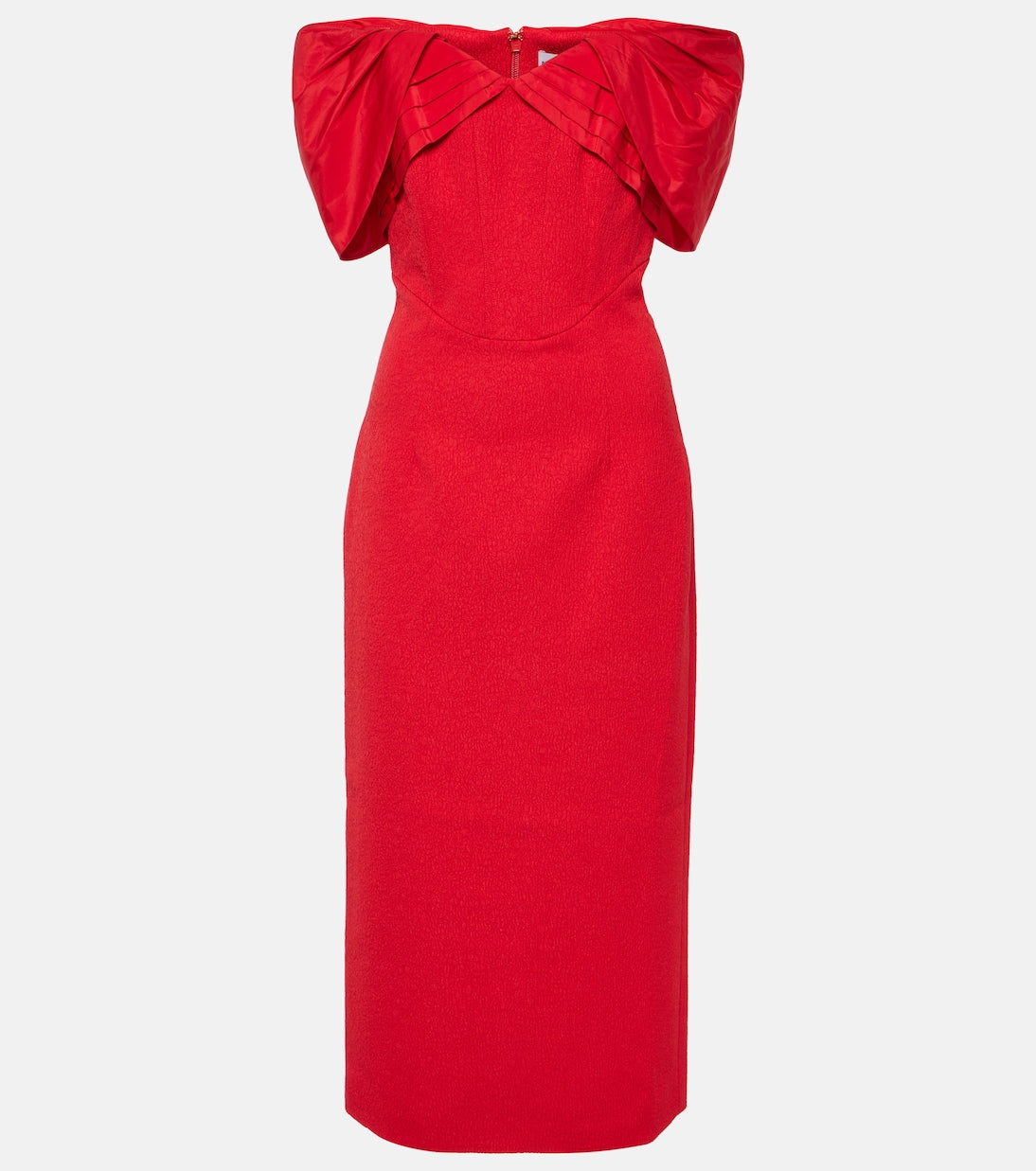 Rebecca Vallance Off Shoulder Crepe Chiara Midi Dress, Red