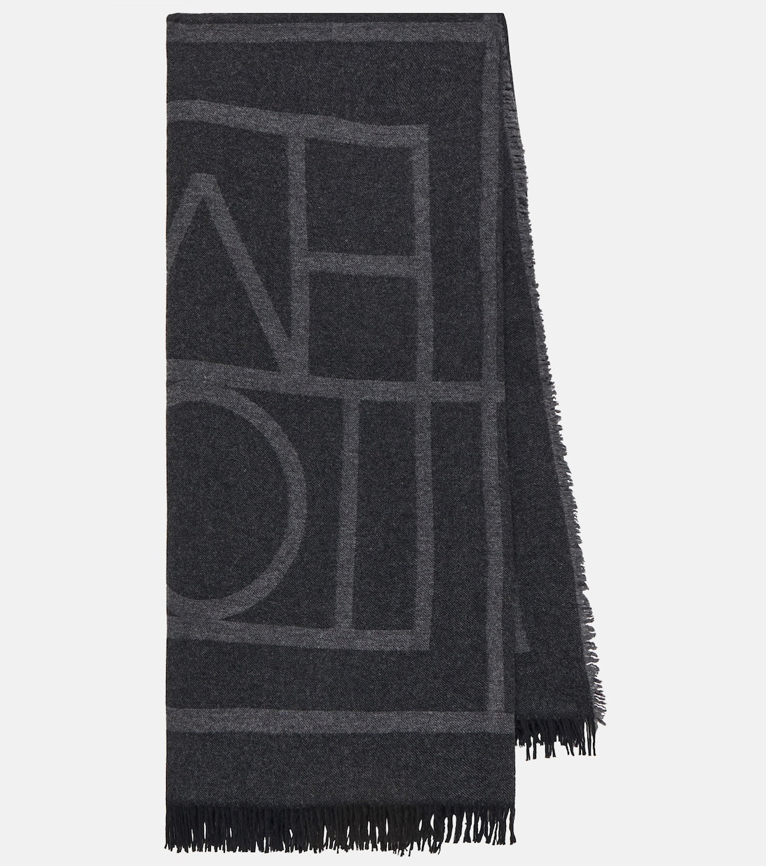 Wool and cashmere scarf with Toteme logo, gray