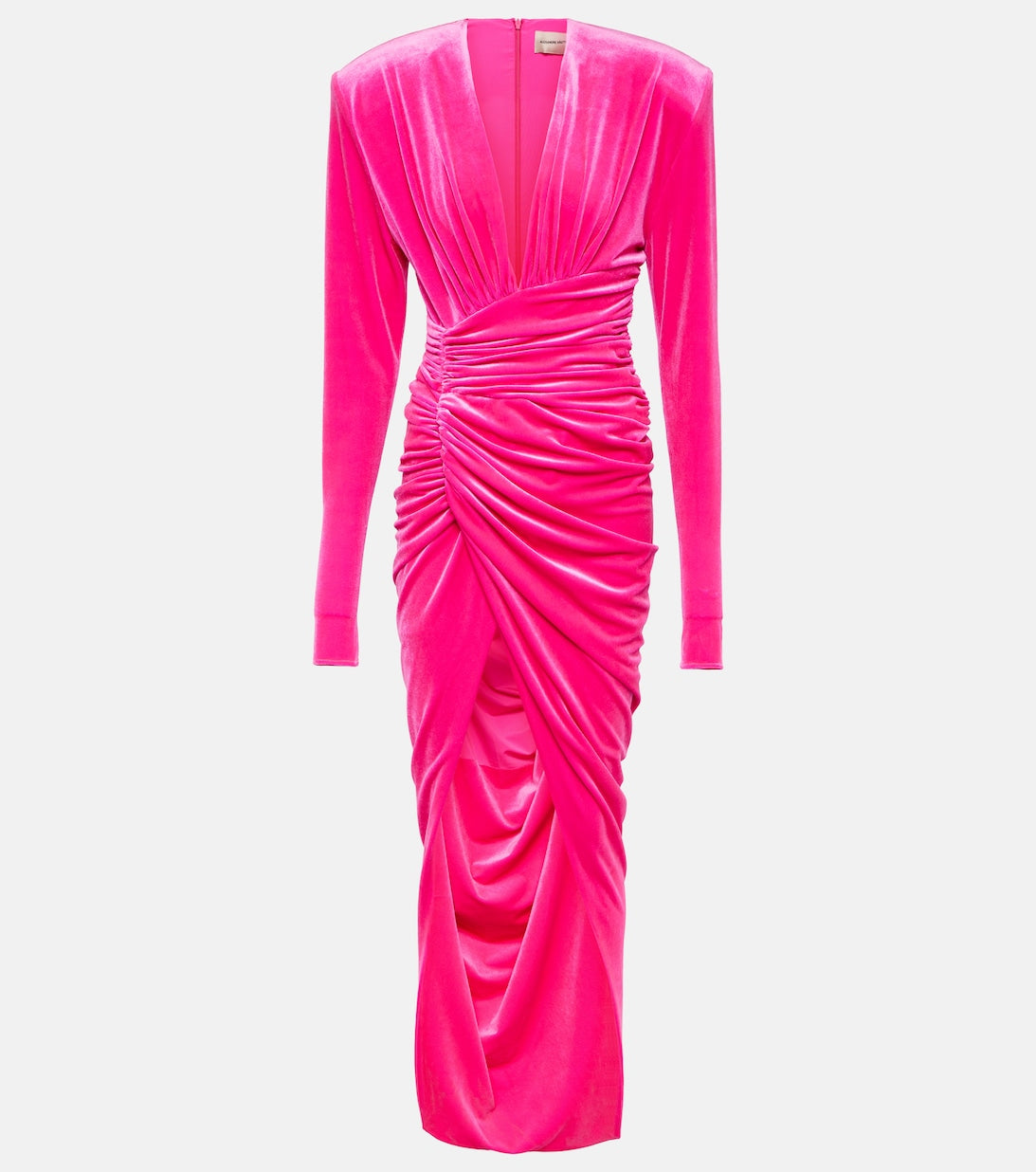 Velvet midi dress with draping ALEXANDRE VAUTHIER, pink