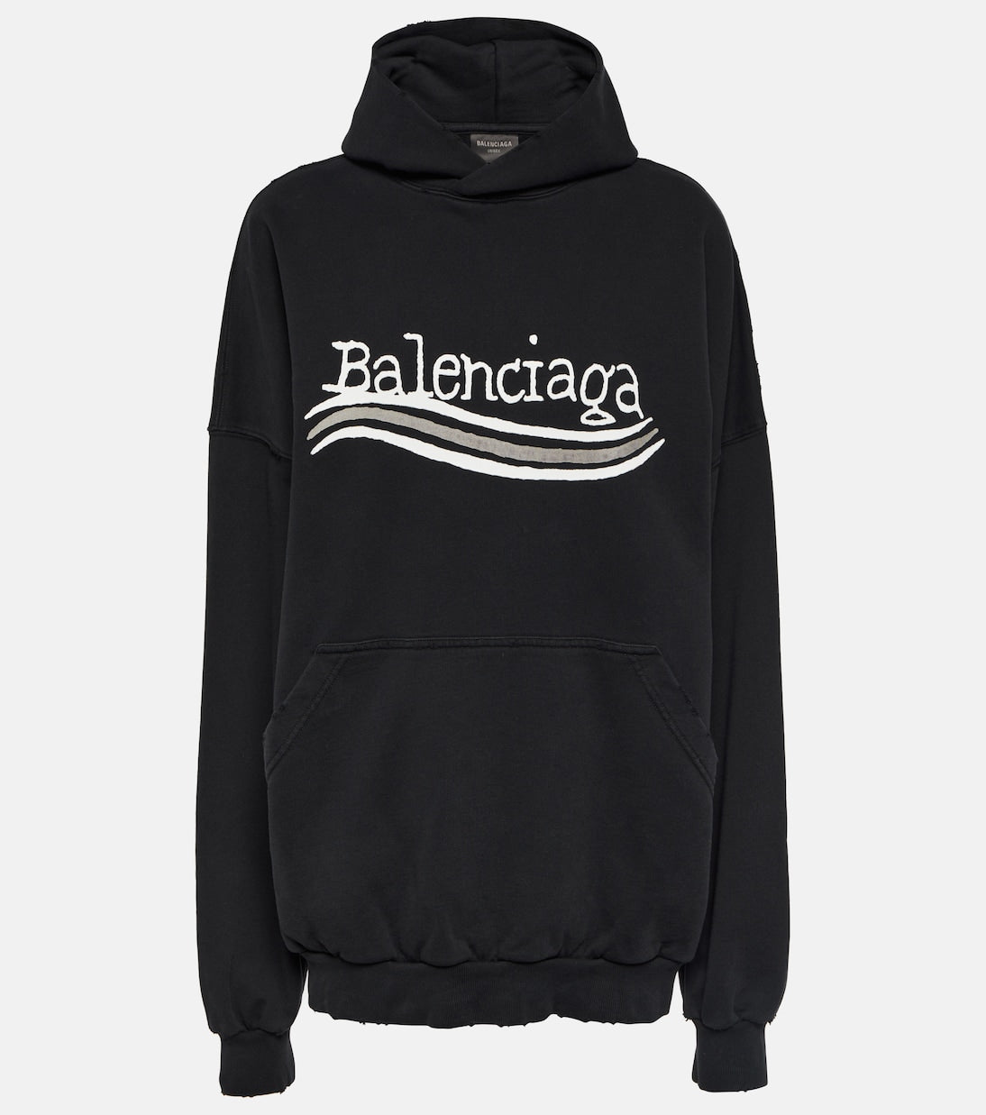 سويت شيرت جيرسي قطني مطبوع من Balenciaga، أسود