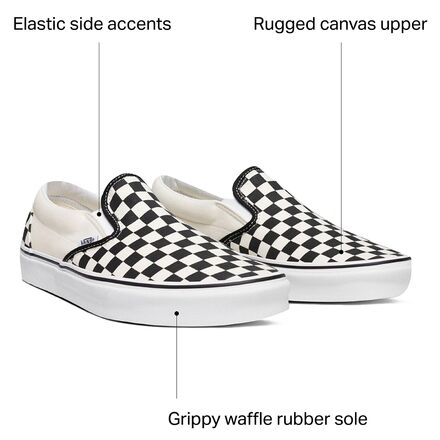 حذاء Vans Classic Slip-On باللونين الأسود والأبيض منقوش/أبيض