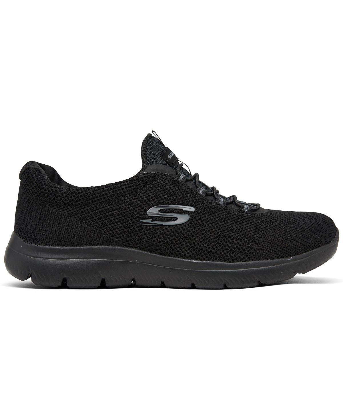 حذاء رياضي للمشي للنساء من Finish Line Skechers - حذاء كلاسيكي رائع بعرض واسع - Summits - أسود