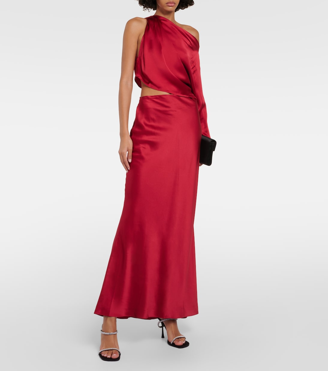 The Sei silk satin maxi skirt, red