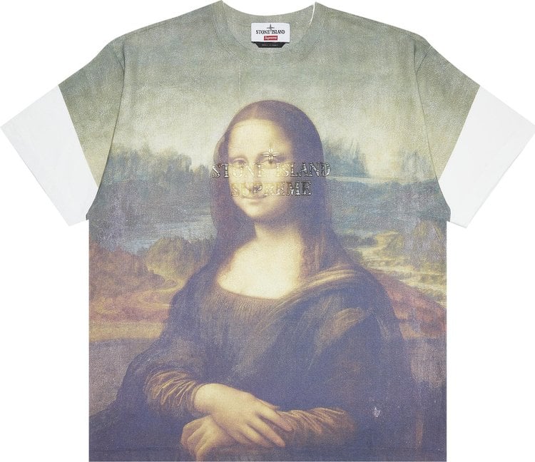 تي شيرت "Mona Lisa" بأكمام قصيرة من Supreme x Stone Island، متعدد الألوان