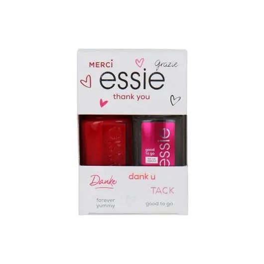 Nail polish set “Thank you” red and quick dry clear top coat gift set 150 ml, Essie