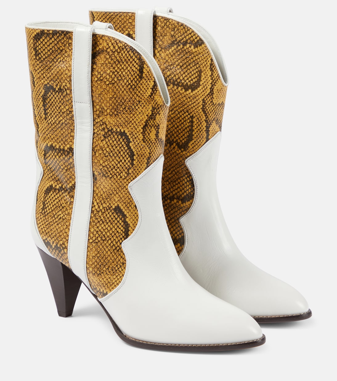 Isabel Marant snakeskin leather witney ankle boots, white