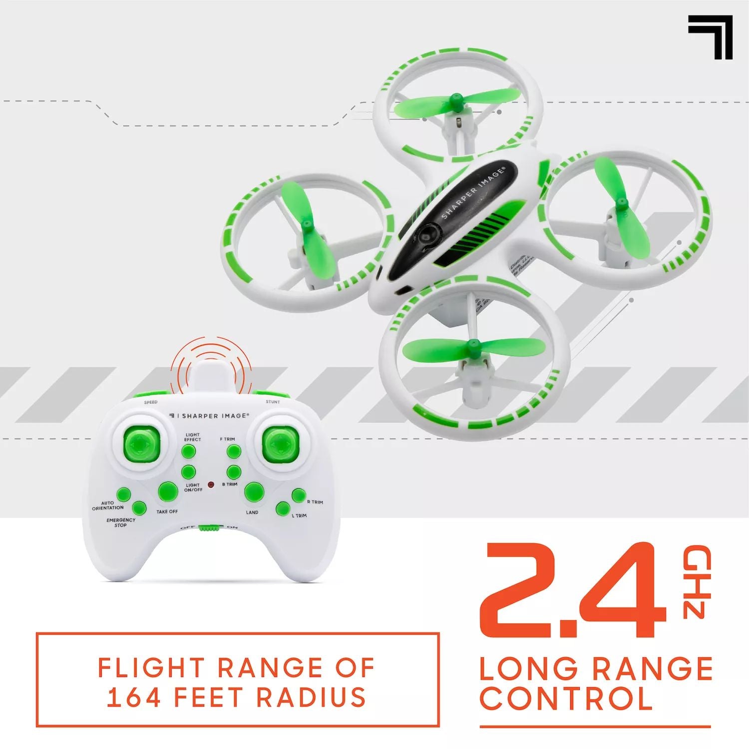 Clearer Image: Glowing Frequency 2 Stunt Drone 4 GHz and LED backlight mini quadcopter with remote control and landing assist Sharper Image