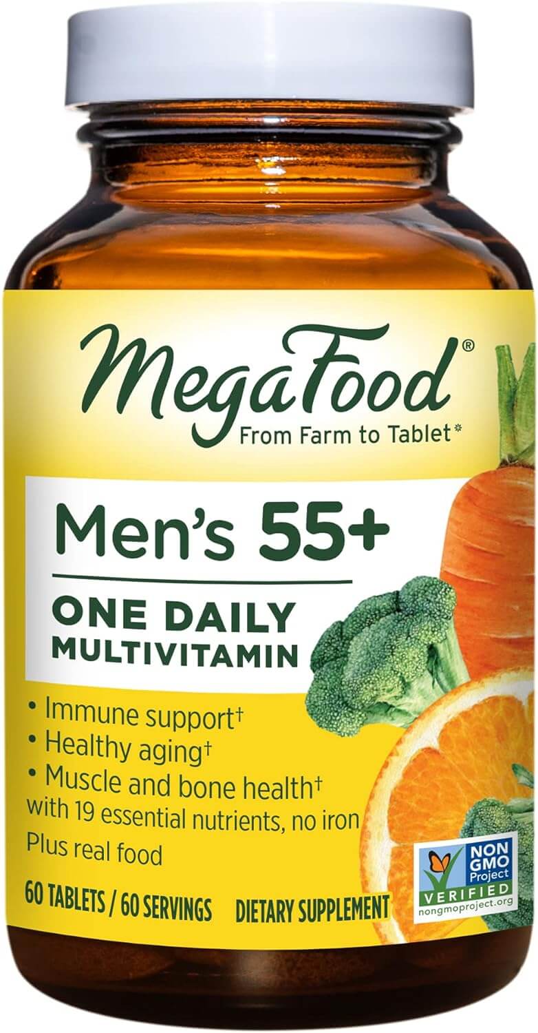 Multivitamin for Men 55+ MegaFood One Daily Optimal Aging & Immune Support Supplement Vegetarian, 60 Tablets